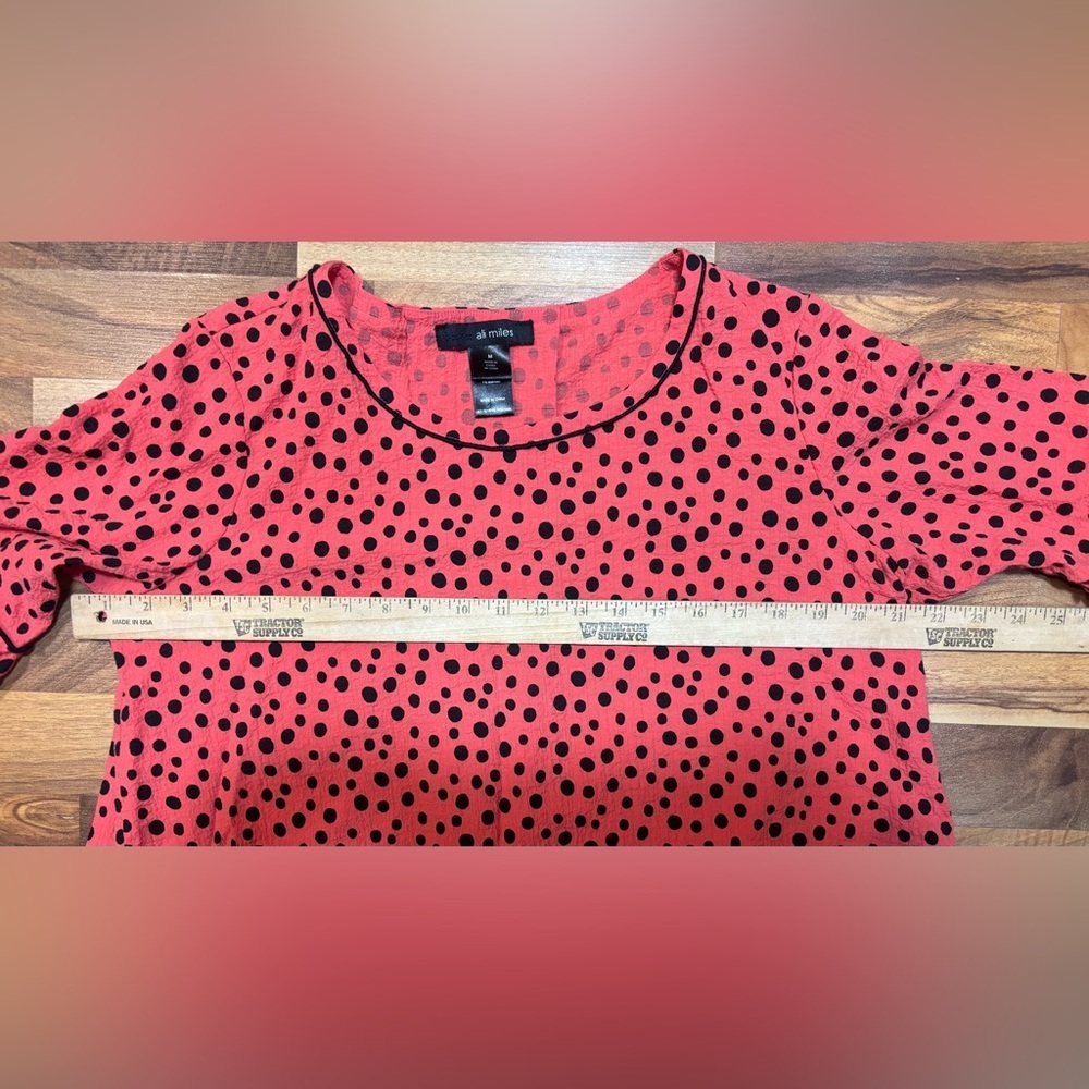 Ali Miles Polk A Dot Women’s Top Red/black Some Medium 3/4 Sleeve Art Colorful - Picture 3 of 6